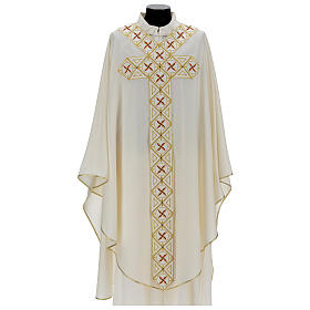 Chasuble gotique 100% pure laine broderie bande centrale avant