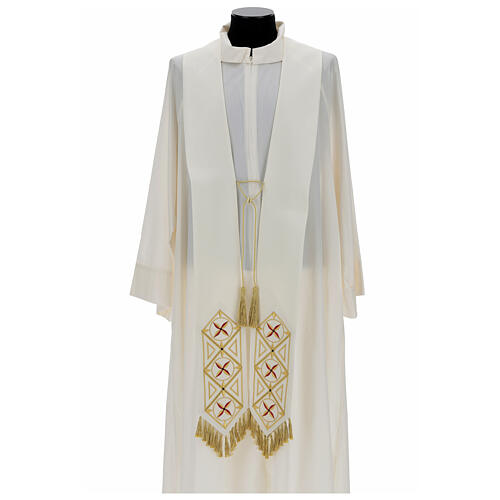 Chasuble gotique 100% pure laine broderie bande centrale avant 14