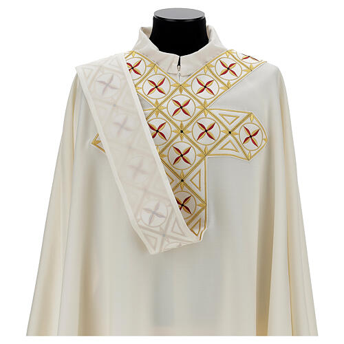 100% wool Medieval chasuble with embroidered orphrey on the front 7