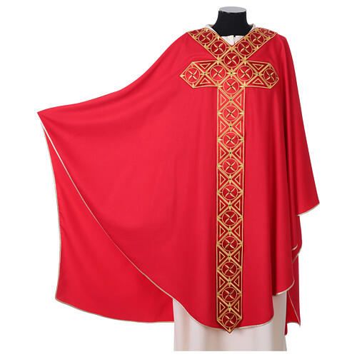 100% wool Medieval chasuble with embroidered orphrey on the front 7