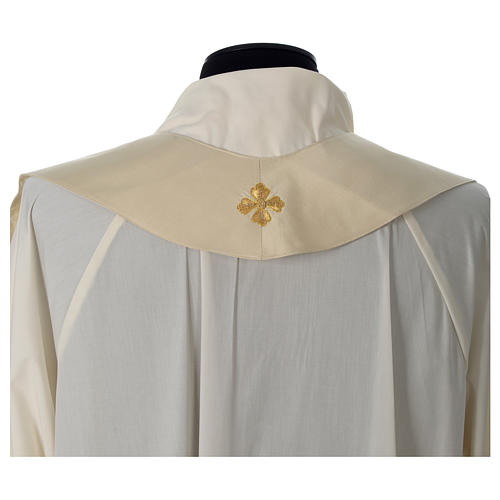 100% Silk Chasuble with hand-embroidered cross and flowers around edges and collar Gamma 10
