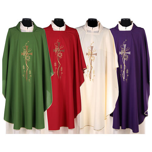 Chasuble in polyester with square neck and machine embroidery Gamma 1