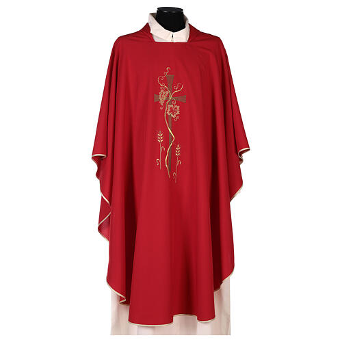Chasuble in polyester with square neck and machine embroidery Gamma 3