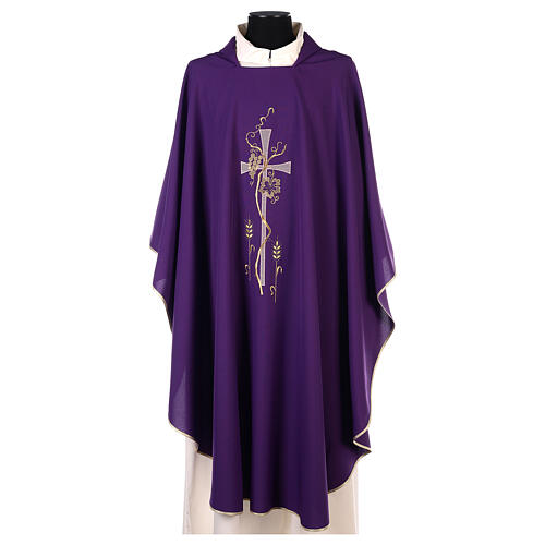 Chasuble in polyester with square neck and machine embroidery Gamma 5