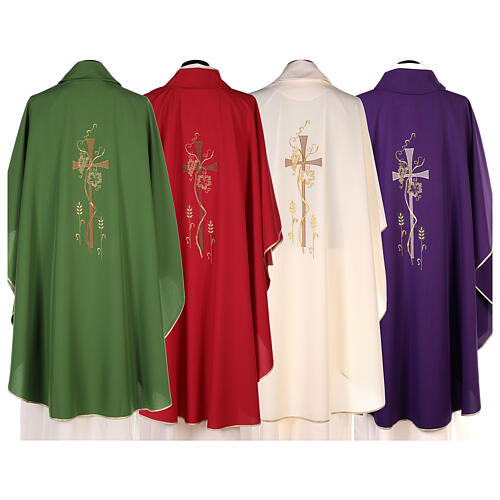 Chasuble in polyester with square neck and machine embroidery Gamma 8