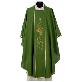 Chasubles: Chasuble 100% polyester col carré bande centrale brodée à la machine