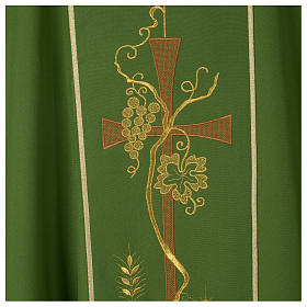 Chasubles: Chasuble 100% polyester col carré bande centrale brodée à la machine