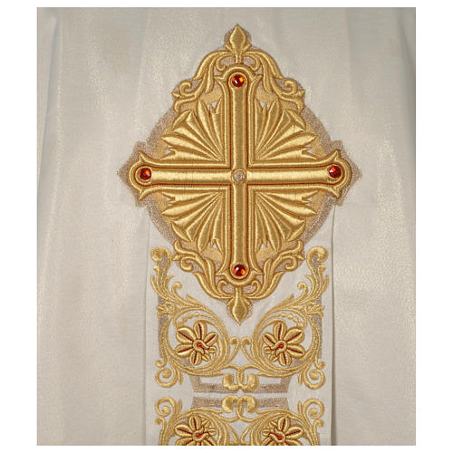 Chasuble Limited Edition with golden decoration and beads, ivory 2