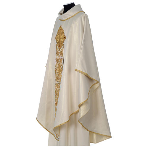Chasuble Limited Edition with golden decoration and beads, ivory 3
