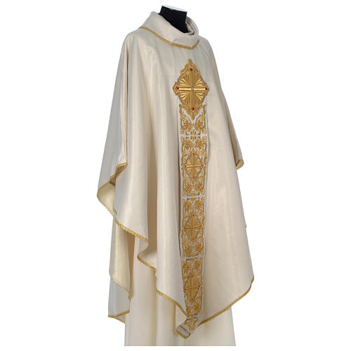 Chasuble Limited Edition with golden decoration and beads, ivory 4