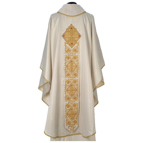 Chasuble Limited Edition with golden decoration and beads, ivory 5