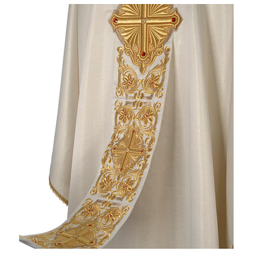 Chasuble Limited Edition with golden decoration and beads, ivory 6