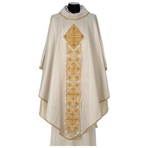 Limited Edition Catholic Chasuble with gold decoration and red glass 1