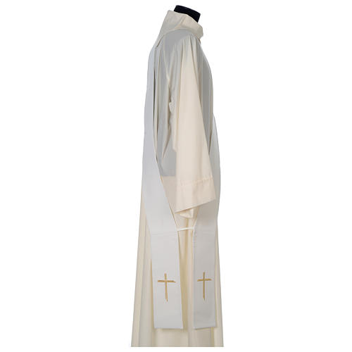 Chasuble ivoire 100% polyester bande centrale satinée IHS et broderie 7