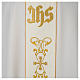 Chasuble ivoire 100% polyester bande centrale satinée IHS et broderie s2