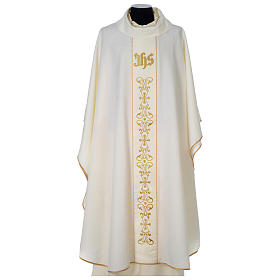 Monastic Chasuble 100% polyester with IHS symbol on satin orphrey