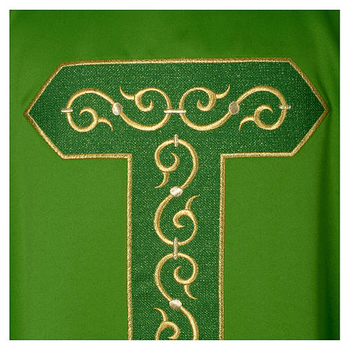 Chasuble in polyester with Cross and golden embroidery 7