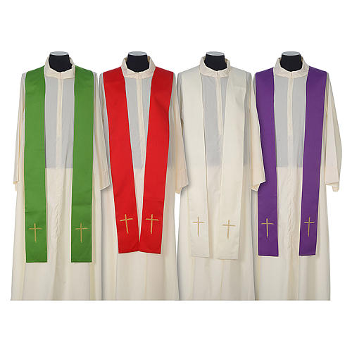 Chasuble in polyester with Cross and golden embroidery 8