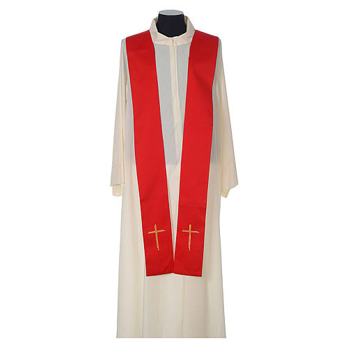 Chasuble in polyester with Cross and golden embroidery 10