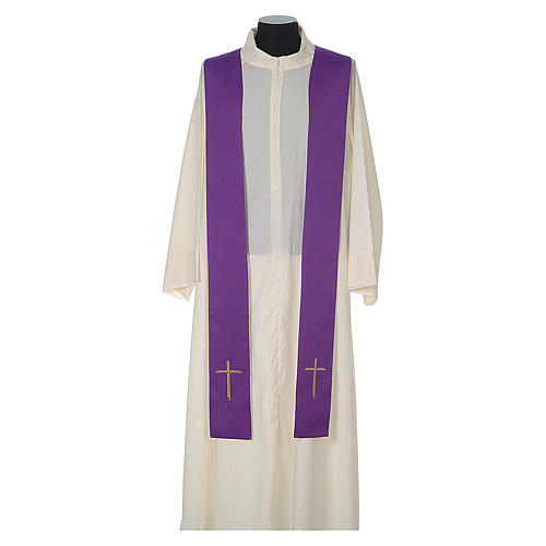 Chasuble in polyester with Cross and golden embroidery 12