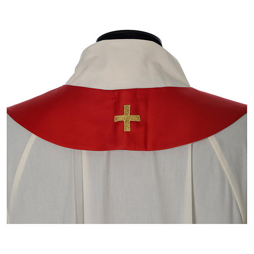 Chasuble in polyester with Cross and golden embroidery 13