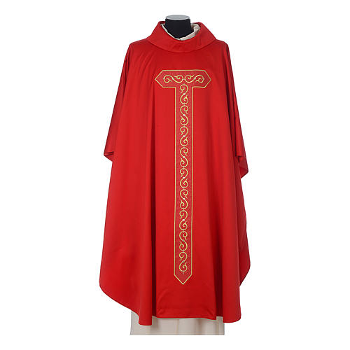 Chasuble in polyester trimmed with Cross embroidery 4