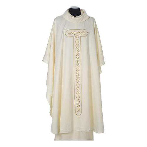 Chasuble in polyester trimmed with Cross embroidery 5