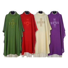 Ornat 100% poliester - krzyż kwadraty haftowane