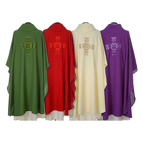 Ornat 100% poliester - krzyż kwadraty haftowane 2