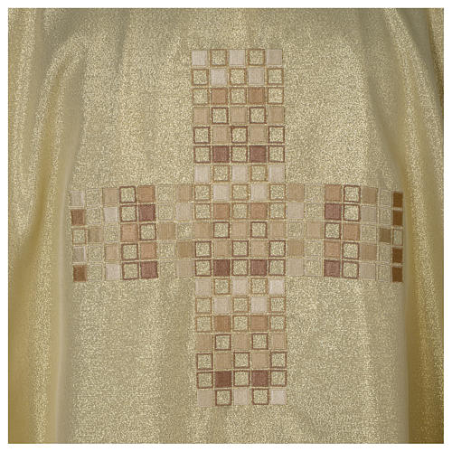 Goldene Kasel mit karierten Kreuz aus Polyester 2