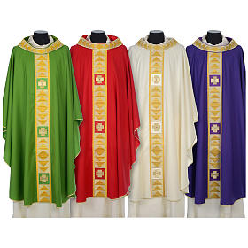 Chasuble 100% wool with crosses and crystals Gamma