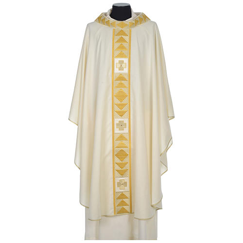 Chasuble 100% wool with crosses and crystals Gamma 5