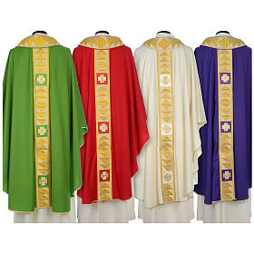Wool chasuble with cross and crystals Gamma