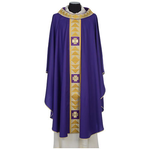 Wool chasuble with cross and crystals Gamma 6