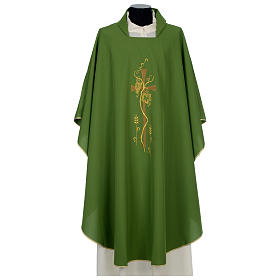 Chasubles: Chasuble 100% polyester Croix feuilles vigne épis