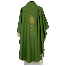 Chasubles: Chasuble 100% polyester Croix feuilles vigne épis