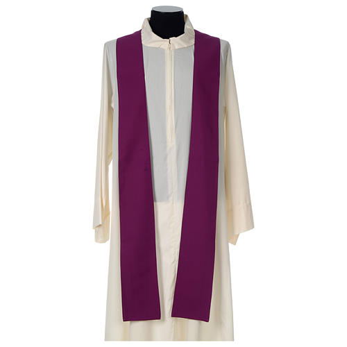 Chasuble in polyester with cross, grapes and wheat decoration, purple Gamma 7
