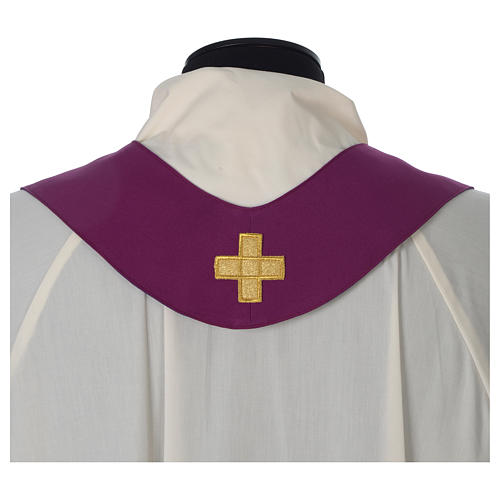 Chasuble in polyester with cross, grapes and wheat decoration, purple Gamma 8