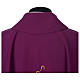 Chasuble in polyester with cross, grapes and wheat decoration, purple Gamma s6