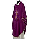 Purple chasuble in polyester, cross grapes wheat Gamma s3
