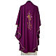 Purple chasuble in polyester, cross grapes wheat Gamma s5