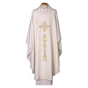 Polyester chasuble with machine embroidered cross with rays Gamma