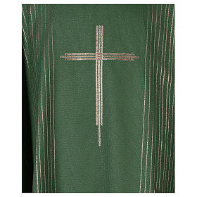 Chasuble in polyester and lurex with machine embroidery and stripes Gamma