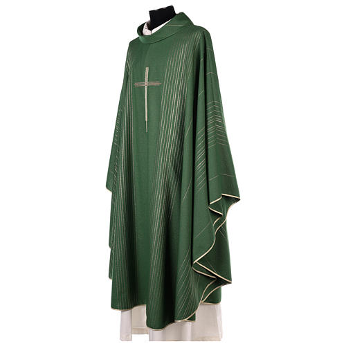 Chasuble in polyester and lurex with machine embroidery and stripes Gamma 4
