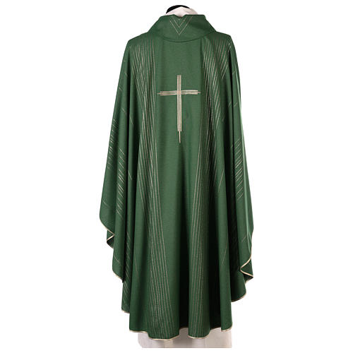 Chasuble in polyester and lurex with machine embroidery and stripes Gamma 5