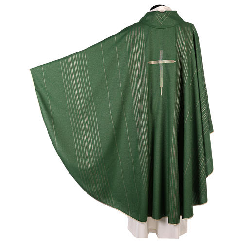 Chasuble in polyester and lurex with machine embroidery and stripes Gamma 6