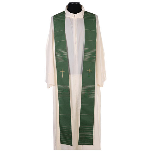 Chasuble in polyester and lurex with machine embroidery and stripes Gamma 7