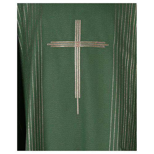 Priest Chasuble with gold lines and cross in polyester and lurex Gamma 2