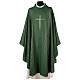 Priest Chasuble with gold lines and cross in polyester and lurex Gamma s1
