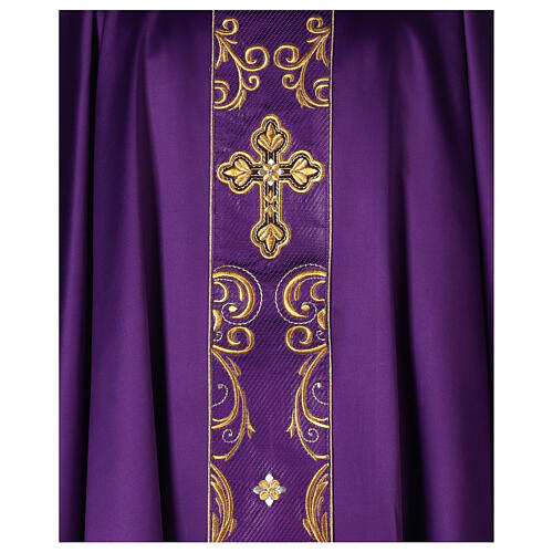 Chasuble in polyester satin with embroidered reinforced neckline and strass cross Gamma 2